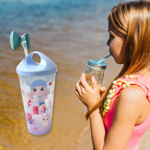 Unicorn Water Bottle with Straw & Lid for Kids, Tumbler (With Light)