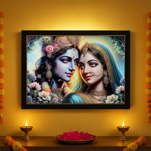 Lord Krishna and Radha Wall Painting with Wooden Frame 60x45 Cm Approx (1 Pc / Mix Design)