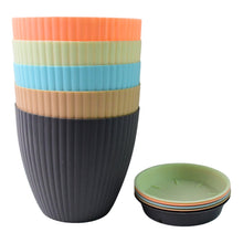 Round Plastic Flower Pot with Bottom Tray (5 Pcs Set / With Color Box)