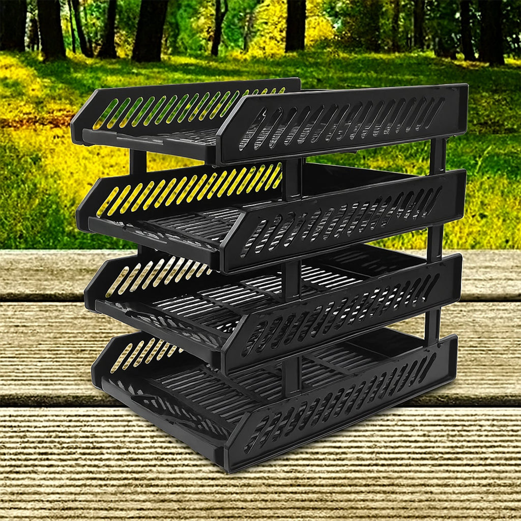 4-Layer Multifunctional File Rack with Drawers for Office Desk