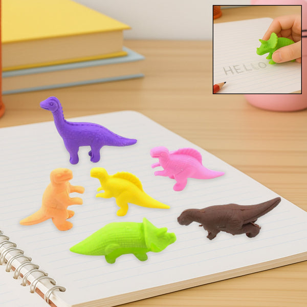 Dinosaur Shaped Erasers for Kids, 3D Puzzle Erasers, Classroom Prizes (6 Pcs Set)