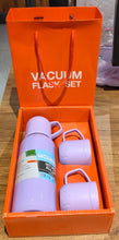 Purple Vacuum Flask Set – Stainless Steel Thermos with 3 Cups, Approx 500ml